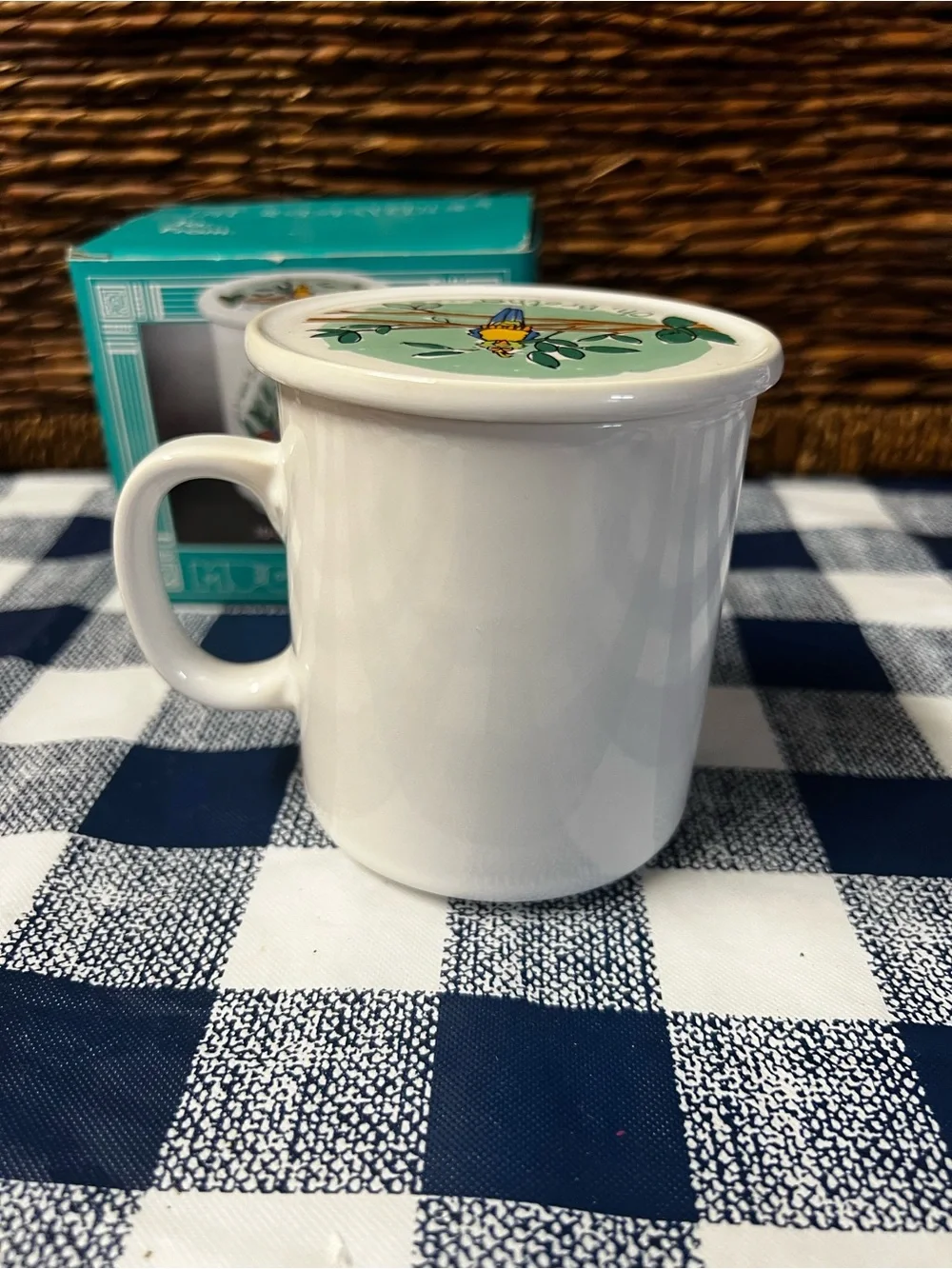 Vintage Muggables Parrot Coffee Mug with Lid & Original Box Ruffle Your Feathers